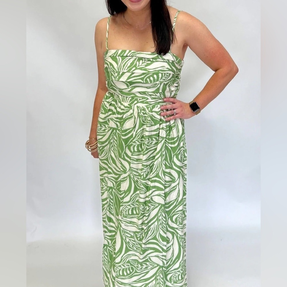 By Together Geometric Swirl Sleeveless Maxi Dress Green White Size Large